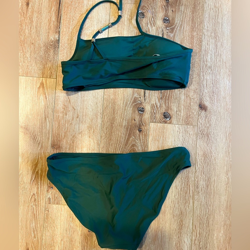 One shoulder green swimsuit from Aerie